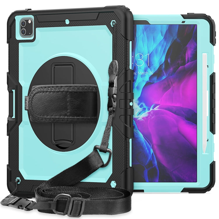 Custodia protettiva antiurto in silicone colorato + PC con supporto, tracolla, cinturino da polso e slot per penna, For iPad Pro 12.9 (2020)