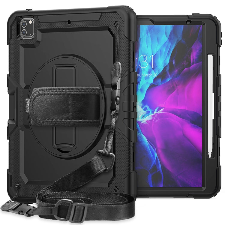 Custodia protettiva antiurto in silicone colorato + PC con supporto, tracolla, cinturino da polso e slot per penna, For iPad Pro 12.9 (2020)