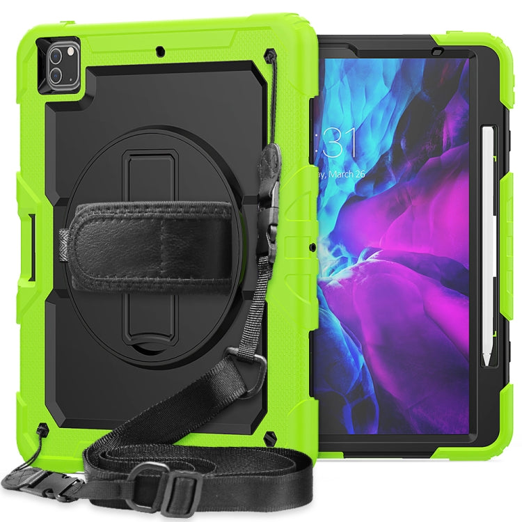 Custodia protettiva antiurto in silicone colorato + PC con supporto, tracolla, cinturino da polso e slot per penna, For iPad Pro 12.9 (2020)