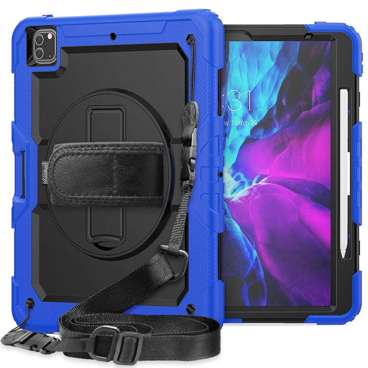 Custodia protettiva antiurto in silicone colorato + PC con supporto, tracolla, cinturino da polso e slot per penna, For iPad Pro 12.9 (2020)