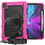 Custodia protettiva antiurto in silicone colorato + PC con supporto, tracolla, cinturino da polso e slot per penna, For iPad Pro 12.9 (2020)