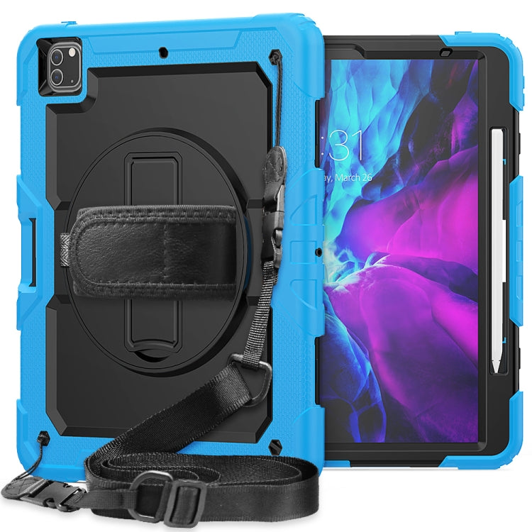 Custodia protettiva antiurto in silicone colorato + PC con supporto, tracolla, cinturino da polso e slot per penna, For iPad Pro 12.9 (2020)