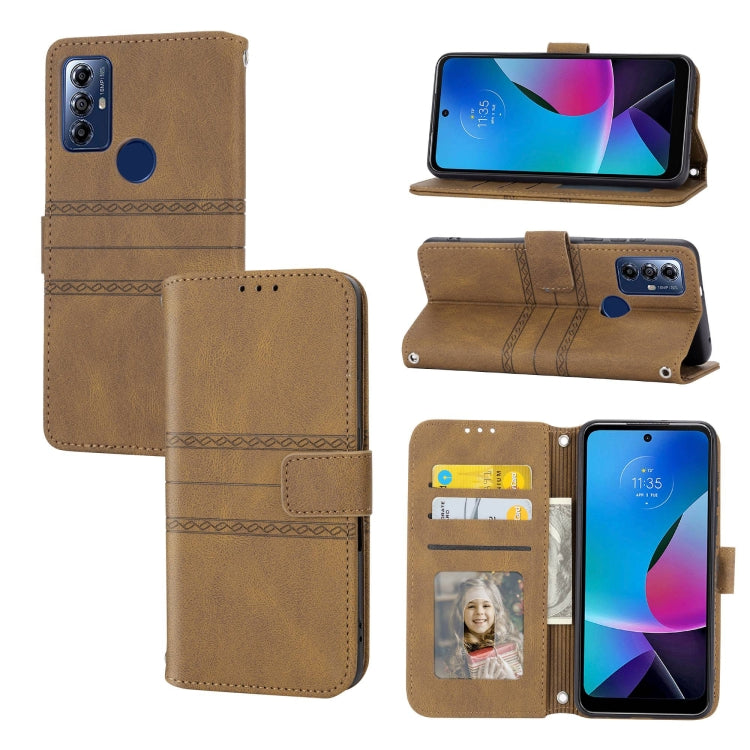 Custodia per telefono in pelle con effetto pelle a righe in rilievo, For Motorola Moto G Play 5G, For Motorola Moto G Stylus 5G 2023, For Xiaomi Redmi Note 12 5G Global, For Xiaomi Redmi Note 12 Pro 5G Global