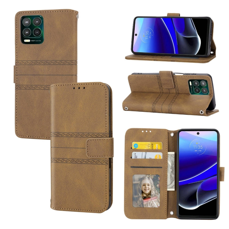 Custodia per telefono in pelle con effetto pelle a righe in rilievo, For Motorola Moto G Play 5G, For Motorola Moto G Stylus 5G 2023, For Xiaomi Redmi Note 12 5G Global, For Xiaomi Redmi Note 12 Pro 5G Global