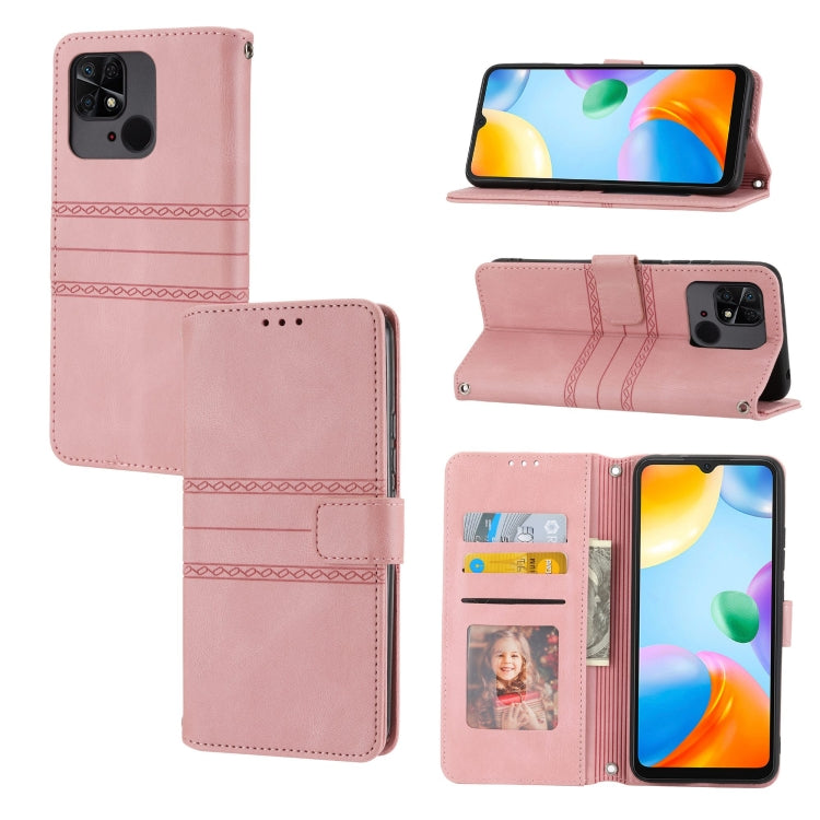 Custodia per telefono in pelle con effetto pelle a righe in rilievo, For Redmi Note 12 Pro+ 5G Global, For Xiaomi Redmi Note 12 4G Global, For Xiaomi Redmi 12C, For Samsung Galaxy S23 5G