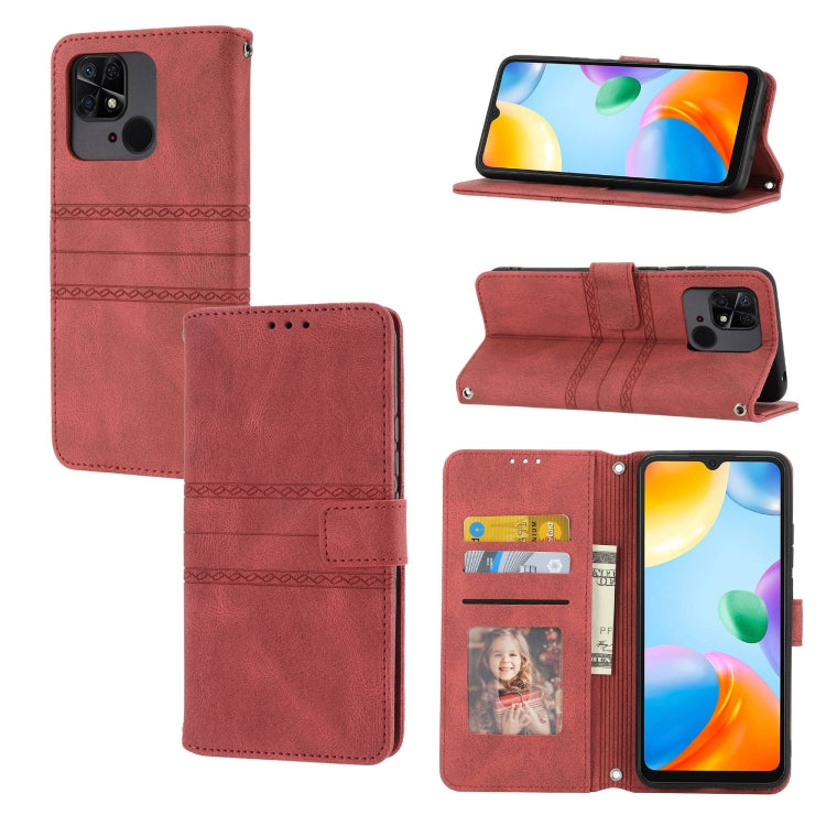 Custodia per telefono in pelle con effetto pelle a righe in rilievo, For Redmi Note 12 Pro+ 5G Global, For Xiaomi Redmi Note 12 4G Global, For Xiaomi Redmi 12C, For Samsung Galaxy S23 5G