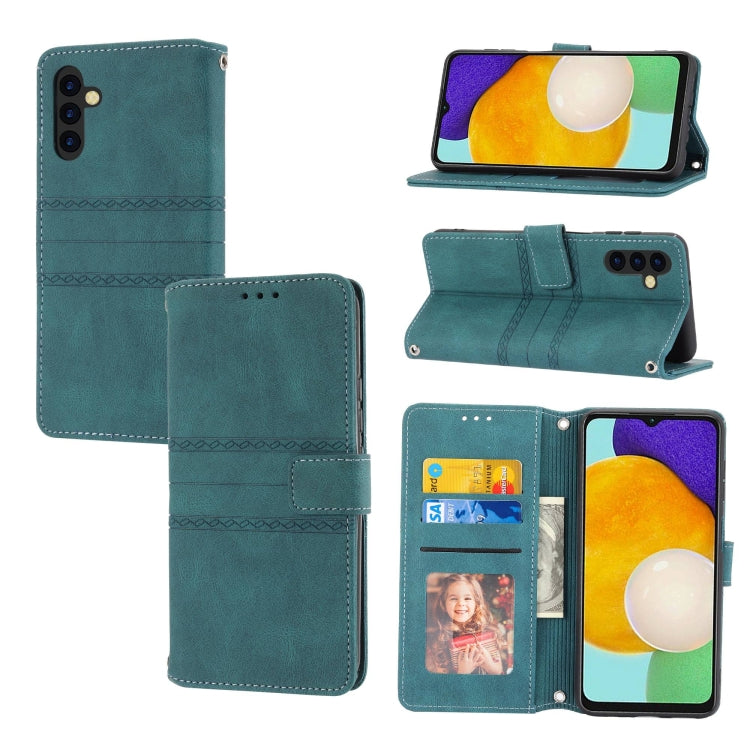 Custodia per telefono in pelle con effetto pelle a righe in rilievo, For Samsung Galaxy S23+ 5G, For Samsung Galaxy S23 Ultra 5G, For Samsung Galaxy A14 5G, For Samsung Galaxy A34 5G