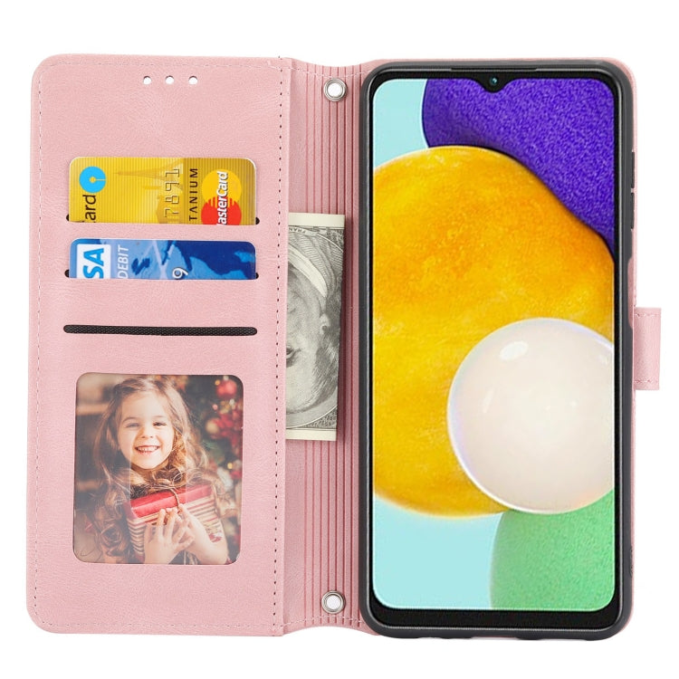 Custodia per telefono in pelle con effetto pelle a righe in rilievo, For Samsung Galaxy A54 5G