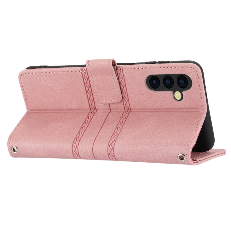 Custodia per telefono in pelle con effetto pelle a righe in rilievo, For Samsung Galaxy A54 5G