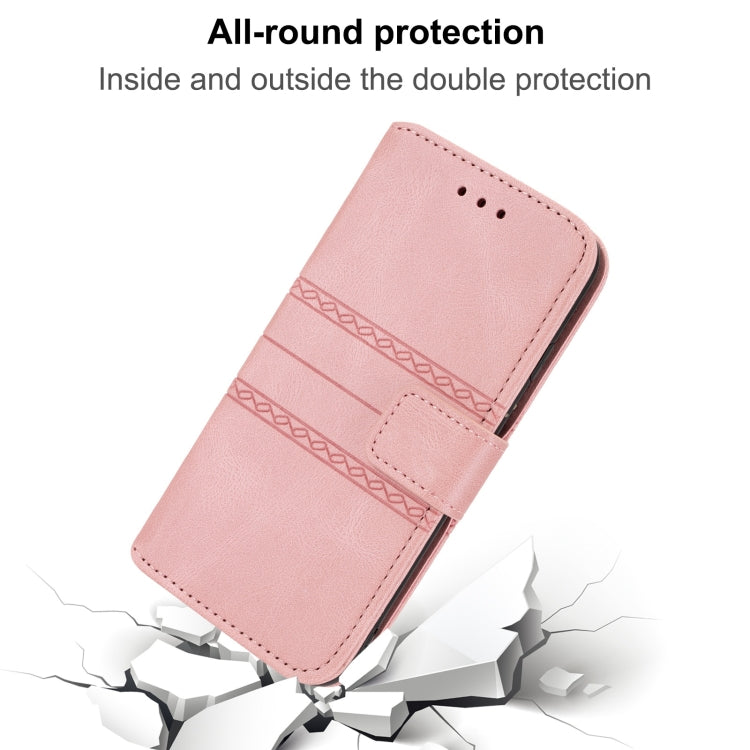 Custodia per telefono in pelle con effetto pelle a righe in rilievo, For Samsung Galaxy A54 5G