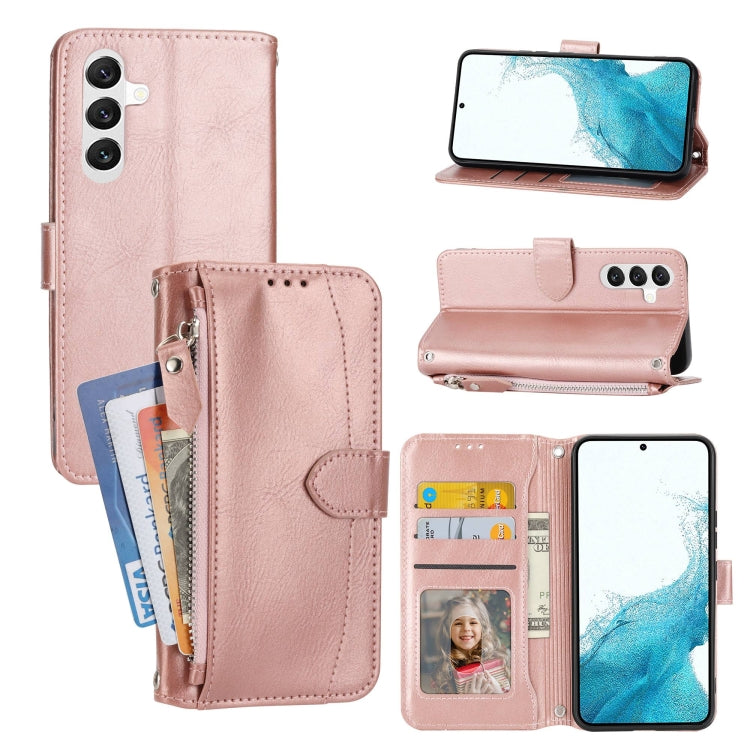 Custodia per cellulare in pelle con cerniera in pelle d'olio, For Samsung Galaxy A14 5G, For Samsung Galaxy A34 5G, For Samsung Galaxy A54 5G