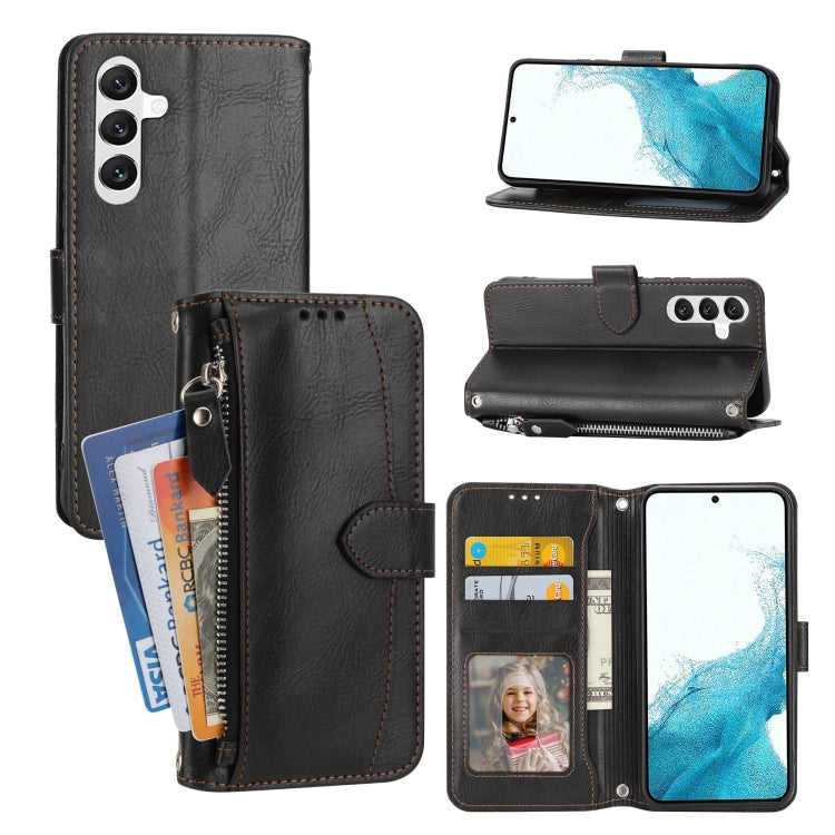 Custodia per cellulare in pelle con cerniera in pelle d'olio, For Samsung Galaxy A14 5G, For Samsung Galaxy A34 5G, For Samsung Galaxy A54 5G