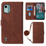 Custodia per cellulare in pelle con flip in rilievo 3D a tracolla, For Nokia C12, For Nokia C22, For Nokia C32 TA-1534, For Nokia G22