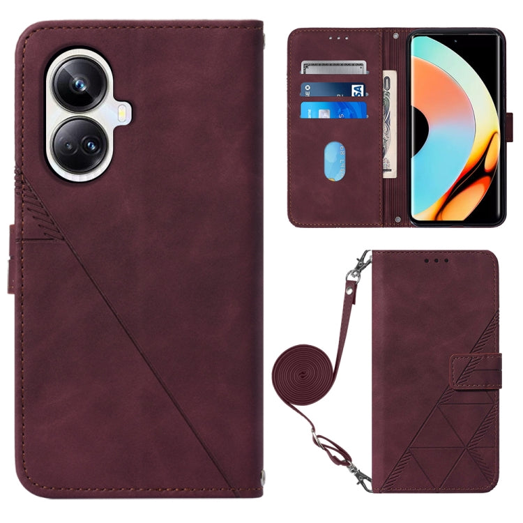 Custodia per cellulare in pelle con flip in rilievo 3D a tracolla, For Realme 10 Pro 5G, For Realme 10 Pro+ 5G, For Realme C55, For Realme GT Neo 5  5G / GT 3