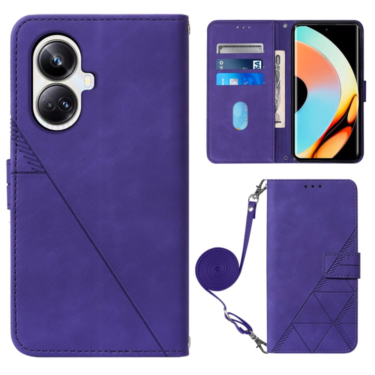 Custodia per cellulare in pelle con flip in rilievo 3D a tracolla, For Realme 10 Pro 5G, For Realme 10 Pro+ 5G, For Realme C55, For Realme GT Neo 5  5G / GT 3