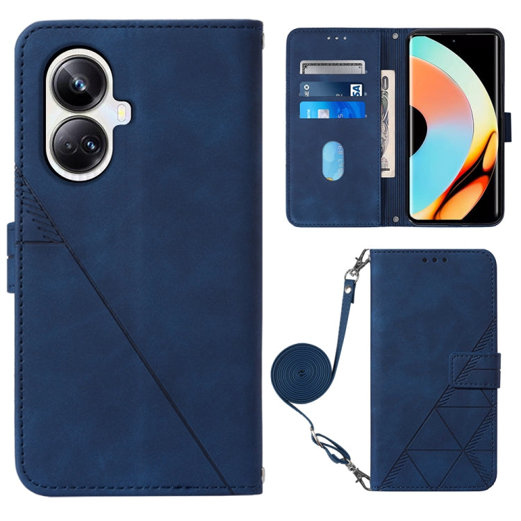 Custodia per cellulare in pelle con flip in rilievo 3D a tracolla, For Realme 10 Pro 5G, For Realme 10 Pro+ 5G, For Realme C55, For Realme GT Neo 5  5G / GT 3