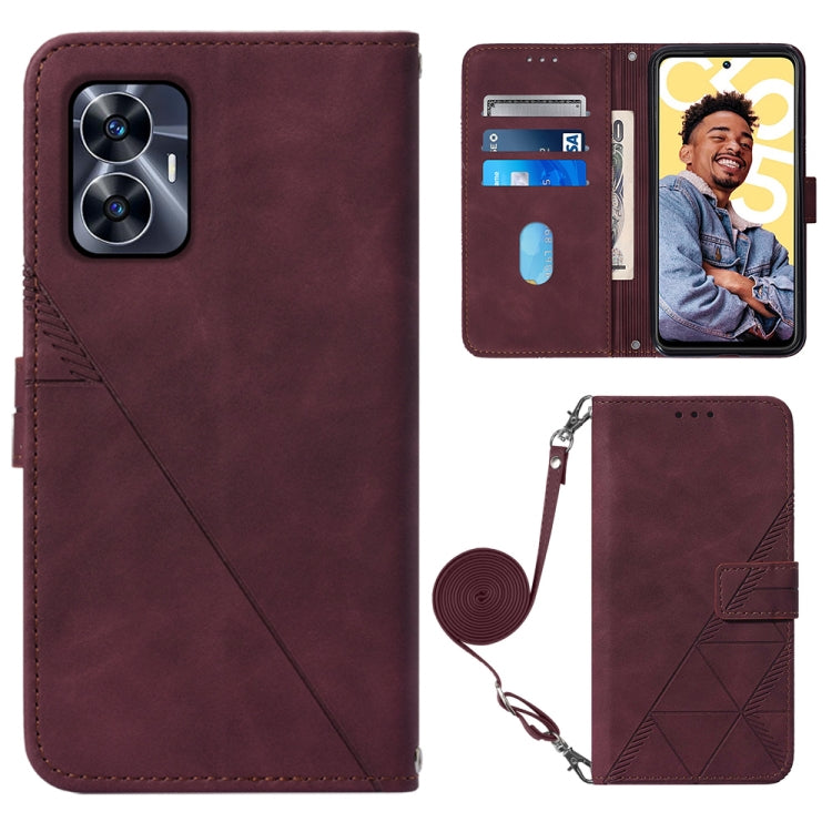Custodia per cellulare in pelle con flip in rilievo 3D a tracolla, For Realme 10 Pro 5G, For Realme 10 Pro+ 5G, For Realme C55, For Realme GT Neo 5  5G / GT 3