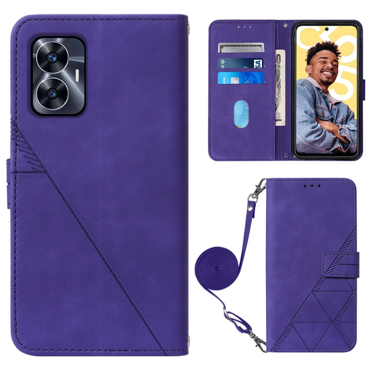 Custodia per cellulare in pelle con flip in rilievo 3D a tracolla, For Realme 10 Pro 5G, For Realme 10 Pro+ 5G, For Realme C55, For Realme GT Neo 5  5G / GT 3