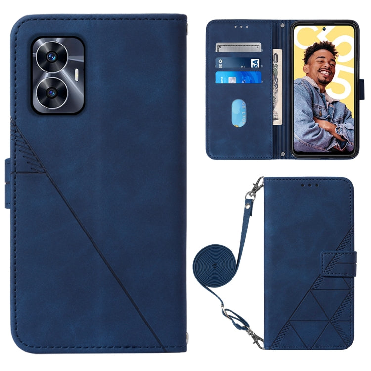 Custodia per cellulare in pelle con flip in rilievo 3D a tracolla, For Realme 10 Pro 5G, For Realme 10 Pro+ 5G, For Realme C55, For Realme GT Neo 5  5G / GT 3