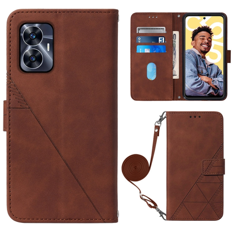 Custodia per cellulare in pelle con flip in rilievo 3D a tracolla, For Realme 10 Pro 5G, For Realme 10 Pro+ 5G, For Realme C55, For Realme GT Neo 5  5G / GT 3
