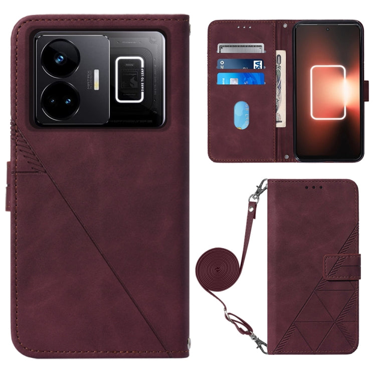 Custodia per cellulare in pelle con flip in rilievo 3D a tracolla, For Realme 10 Pro 5G, For Realme 10 Pro+ 5G, For Realme C55, For Realme GT Neo 5  5G / GT 3