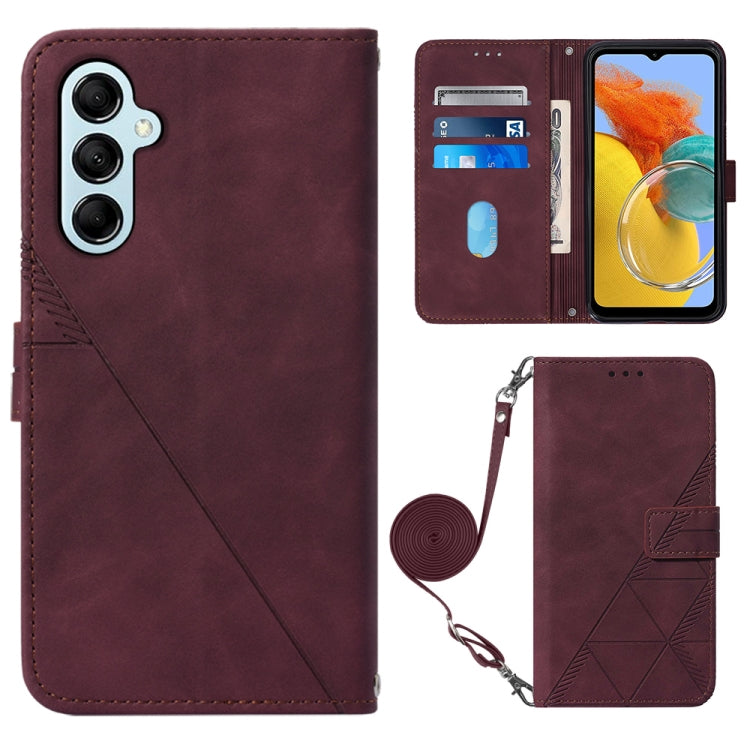 Custodia per cellulare in pelle con flip in rilievo 3D a tracolla, For Samsung Galaxy M14 5G