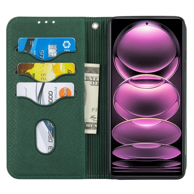 Custodia per telefono in pelle magnetica con cuciture a trama intrecciata, For Redmi Note 12 5G Global, For Redmi Note 12 Pro 5G Global, For Redmi Note 12 Pro+ Global, For Redmi Note 12 4G Global