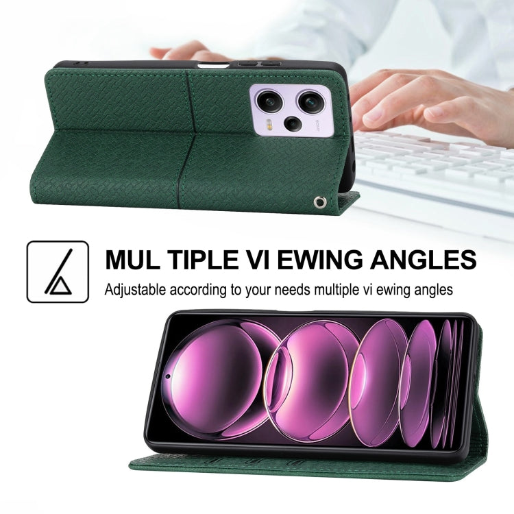 Custodia per telefono in pelle magnetica con cuciture a trama intrecciata, For Redmi Note 12 5G Global, For Redmi Note 12 Pro 5G Global, For Redmi Note 12 Pro+ Global, For Redmi Note 12 4G Global
