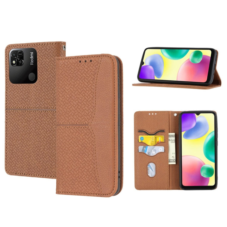 Custodia per telefono in pelle magnetica con cuciture a trama intrecciata, For Xiaomi Redmi 12C, For Samsung Galaxy S23 5G, For Samsung Galaxy S23+ 5G, For Samsung Galaxy S23 Ultra 5G