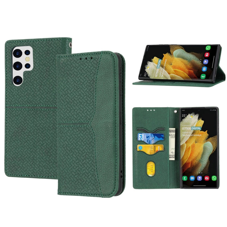 Custodia per telefono in pelle magnetica con cuciture a trama intrecciata, For Xiaomi Redmi 12C, For Samsung Galaxy S23 5G, For Samsung Galaxy S23+ 5G, For Samsung Galaxy S23 Ultra 5G