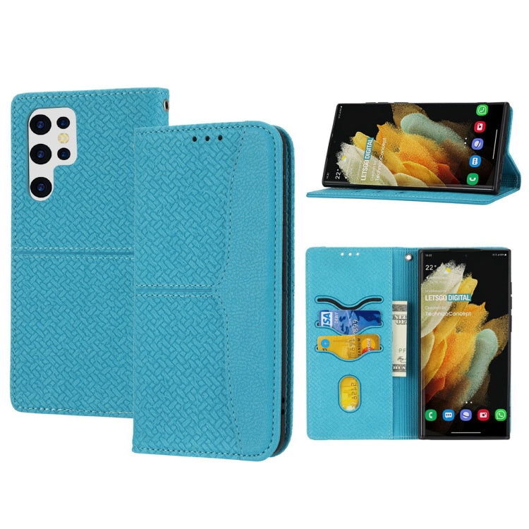 Custodia per telefono in pelle magnetica con cuciture a trama intrecciata, For Xiaomi Redmi 12C, For Samsung Galaxy S23 5G, For Samsung Galaxy S23+ 5G, For Samsung Galaxy S23 Ultra 5G