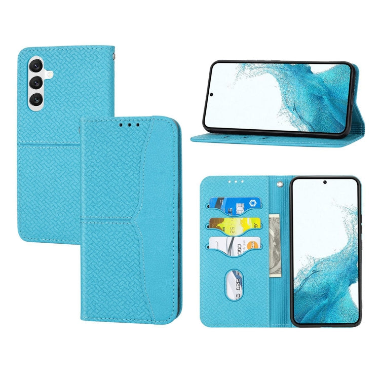 Custodia per telefono in pelle magnetica con cuciture a trama intrecciata, For Samsung Galaxy A14 5G, For Samsung Galaxy A34 5G