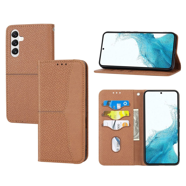 Custodia per telefono in pelle magnetica con cuciture a trama intrecciata, For Samsung Galaxy A14 5G, For Samsung Galaxy A34 5G