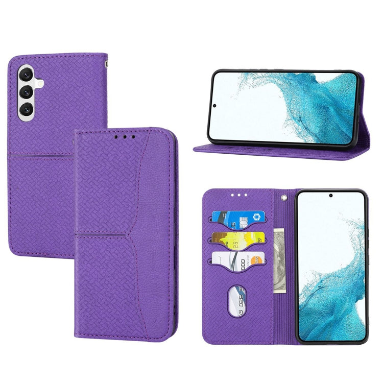 Custodia per telefono in pelle magnetica con cuciture a trama intrecciata, For Samsung Galaxy A14 5G, For Samsung Galaxy A34 5G