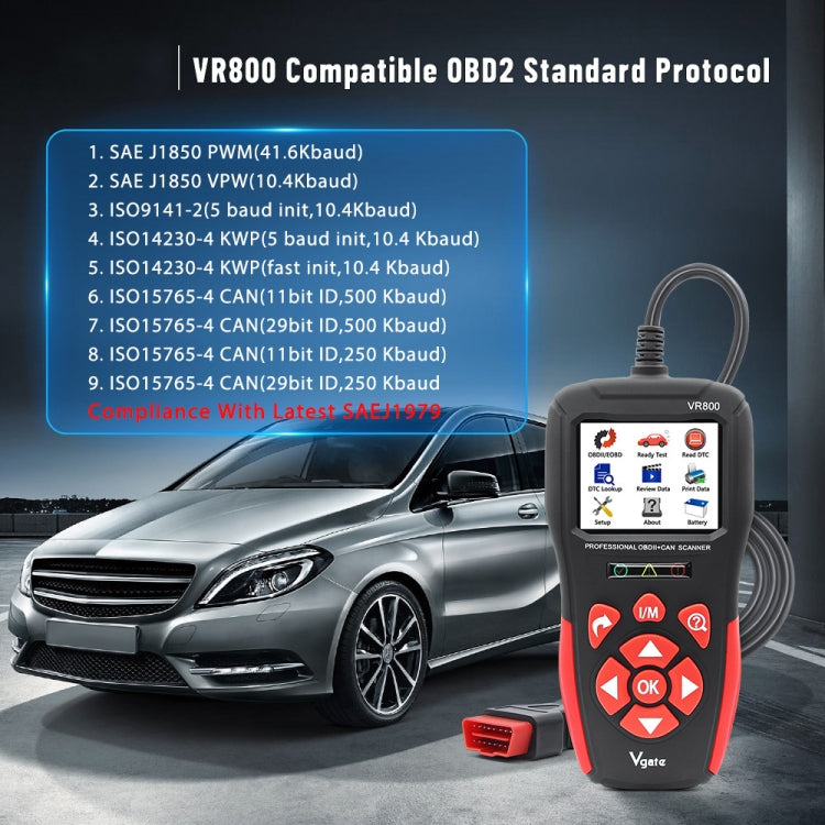 Scanner diagnostico OBD2 per lettore di codici auto Vgate VR800, Vgate VR800