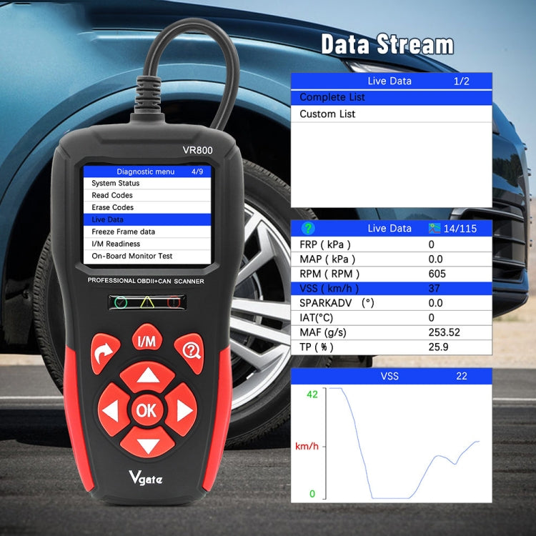 Scanner diagnostico OBD2 per lettore di codici auto Vgate VR800, Vgate VR800