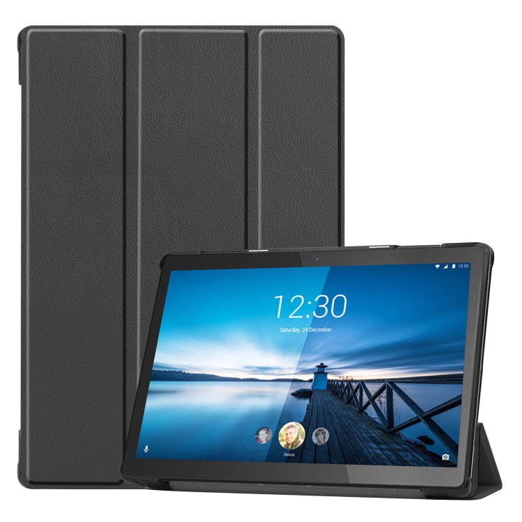 Per Lenovo M10 FHD REL TB-X605FC Custer Custodia in pelle a vibrazione orizzontale in puro colore con supporto a tre pieghe e funzione di sveglia / sospensione, For Lenovo M10 FHD REL TB-X605FC