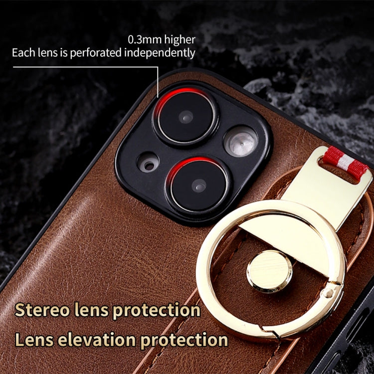 Custodia per telefono posteriore in pelle con cinturino, For iPhone 14, For iPhone 14 Plus