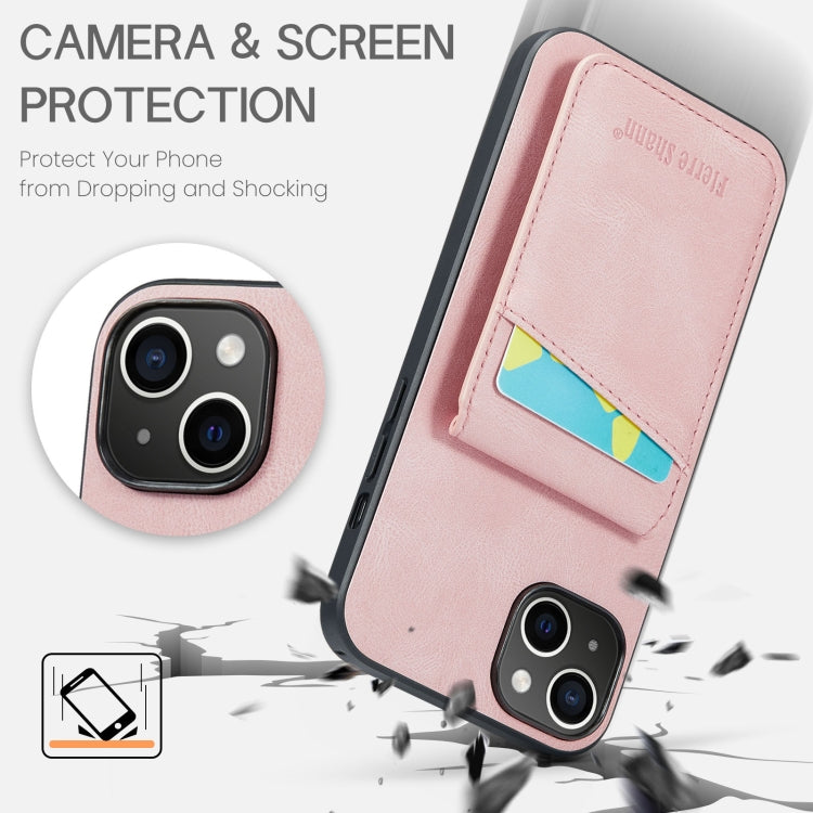 Fierre Shann Crazy Horse Porta carte Cover posteriore Custodia per cellulare in PU, For iPhone 14, For iPhone 14 Plus, For iPhone 14 Pro, For iPhone 14 Pro Max