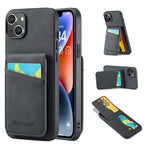 Fierre Shann Crazy Horse Porta carte Cover posteriore Custodia per cellulare in PU, For iPhone 14, For iPhone 14 Plus, For iPhone 14 Pro, For iPhone 14 Pro Max