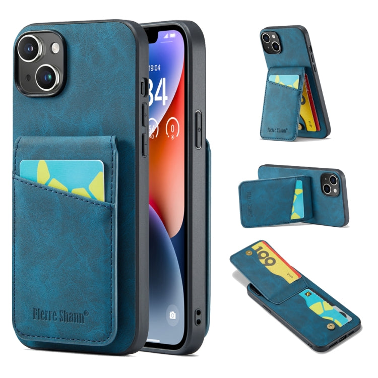 Fierre Shann Crazy Horse Porta carte Cover posteriore Custodia per cellulare in PU, For iPhone 14, For iPhone 14 Plus, For iPhone 14 Pro, For iPhone 14 Pro Max