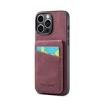 Fierre Shann Crazy Horse Porta carte Cover posteriore Custodia per cellulare in PU, For iPhone 14, For iPhone 14 Plus, For iPhone 14 Pro, For iPhone 14 Pro Max