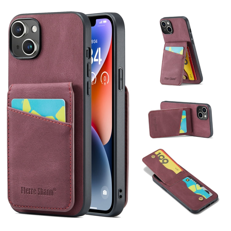 Fierre Shann Crazy Horse Porta carte Cover posteriore Custodia per cellulare in PU, For iPhone 13, For iPhone 13 Pro, For iPhone 13 Pro Max, For iPhone 12 / 12 Pro