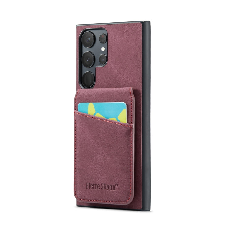 Fierre Shann Crazy Horse Porta carte Cover posteriore Custodia per cellulare in PU, For Samsung Galaxy S22 Ultra 5G, For Samsung Galaxy S23 5G, For Samsung Galaxy S23+ 5G, For Samsung Galaxy S23 Ultra 5G