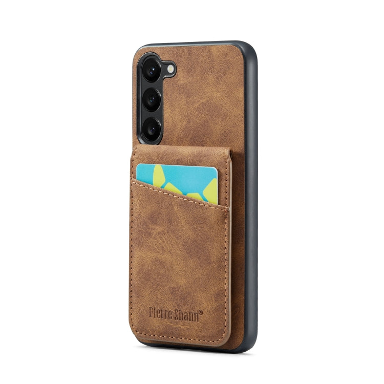 Fierre Shann Crazy Horse Porta carte Cover posteriore Custodia per cellulare in PU, For Samsung Galaxy S22 Ultra 5G, For Samsung Galaxy S23 5G, For Samsung Galaxy S23+ 5G, For Samsung Galaxy S23 Ultra 5G