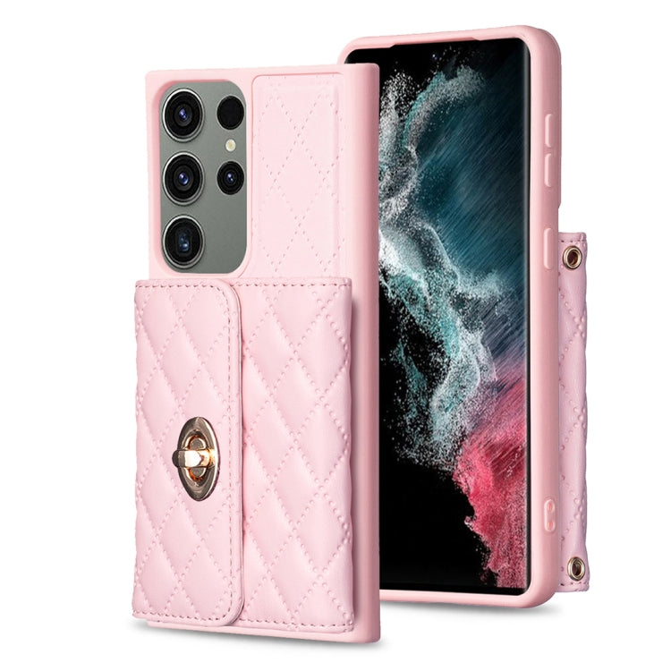 Custodia per telefono in pelle rombica a portafoglio con fibbia in metallo orizzontale, For Samsung Galaxy S23+ 5G, For Samsung Galaxy S23 Ultra 5G, For Samsung Galaxy S22 Ultra 5G, For Samsung Galaxy S21 FE 5G