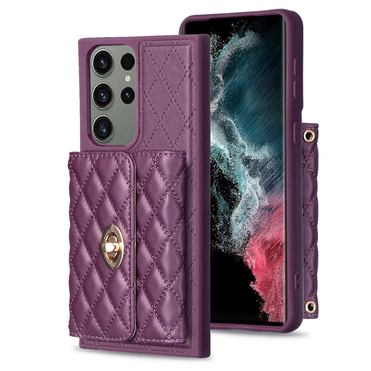 Custodia per telefono in pelle rombica a portafoglio con fibbia in metallo orizzontale, For Samsung Galaxy S23+ 5G, For Samsung Galaxy S23 Ultra 5G, For Samsung Galaxy S22 Ultra 5G, For Samsung Galaxy S21 FE 5G
