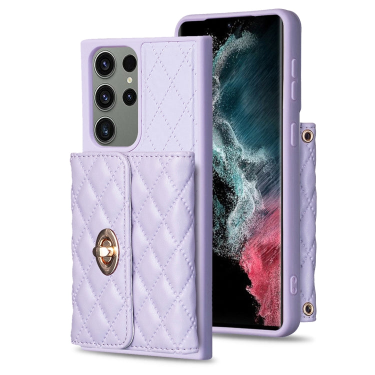 Custodia per telefono in pelle rombica a portafoglio con fibbia in metallo orizzontale, For Samsung Galaxy S23+ 5G, For Samsung Galaxy S23 Ultra 5G, For Samsung Galaxy S22 Ultra 5G, For Samsung Galaxy S21 FE 5G