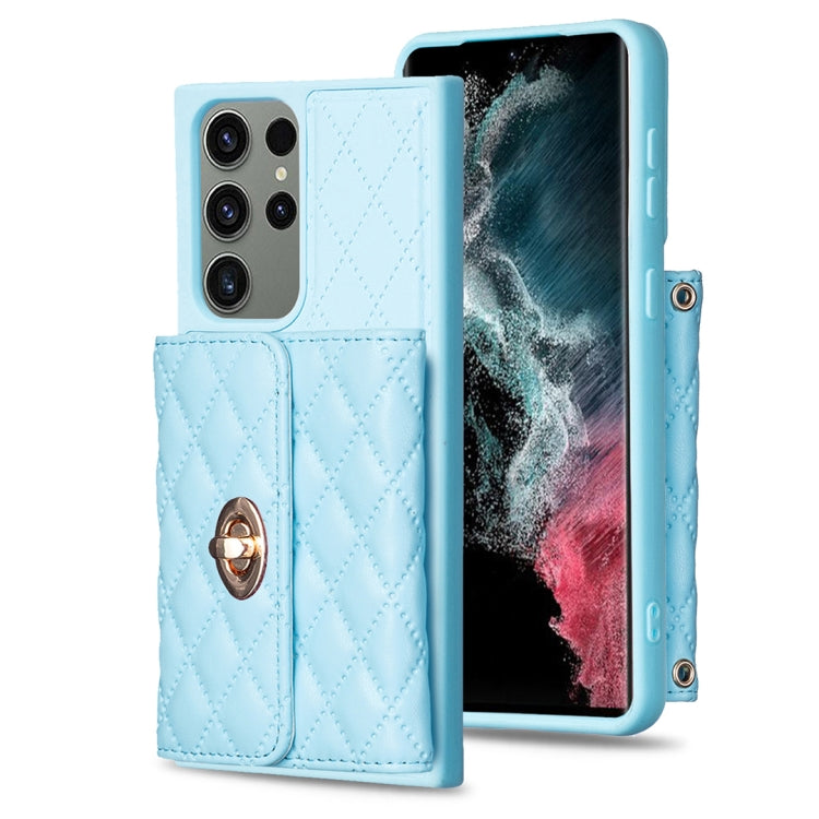 Custodia per telefono in pelle rombica a portafoglio con fibbia in metallo orizzontale, For Samsung Galaxy S23+ 5G, For Samsung Galaxy S23 Ultra 5G, For Samsung Galaxy S22 Ultra 5G, For Samsung Galaxy S21 FE 5G
