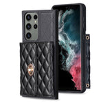 Custodia per telefono in pelle rombica a portafoglio con fibbia in metallo orizzontale, For Samsung Galaxy S23+ 5G, For Samsung Galaxy S23 Ultra 5G, For Samsung Galaxy S22 Ultra 5G, For Samsung Galaxy S21 FE 5G